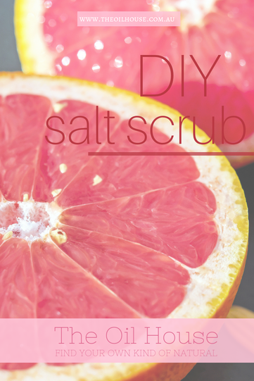 The Oil House | DIY Salt Scrub | Try this easy body scrub recipe with Grapefruit essential oil for firming up skin texture.